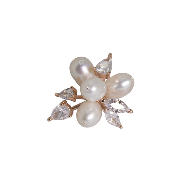 Elegant Pearl & Zirconia Floral Stud Earrings – Gold & Silver Options