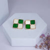 Emerald Clover Enamel Stud Earrings