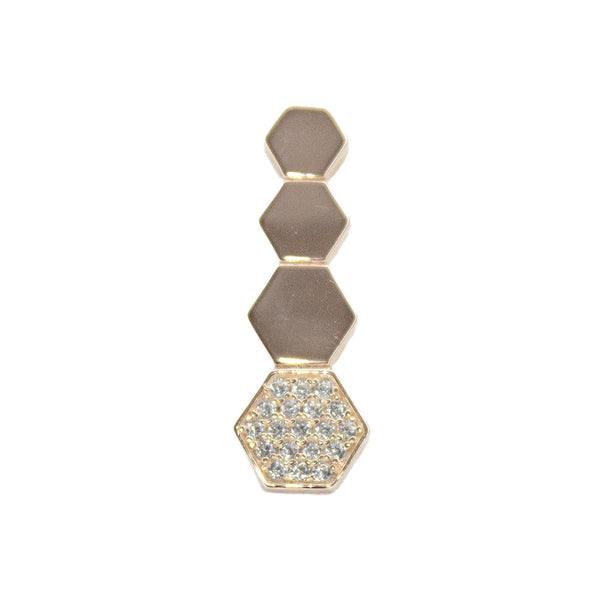 Hexagonal Geometric Drop Earrings – Silver & Rose Gold