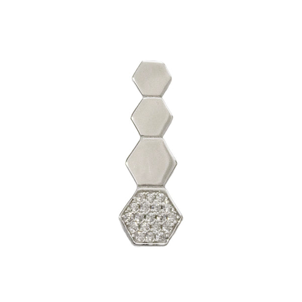 Hexagonal Geometric Drop Earrings – Silver & Rose Gold