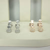 Hexagonal Geometric Drop Earrings – Silver & Rose Gold