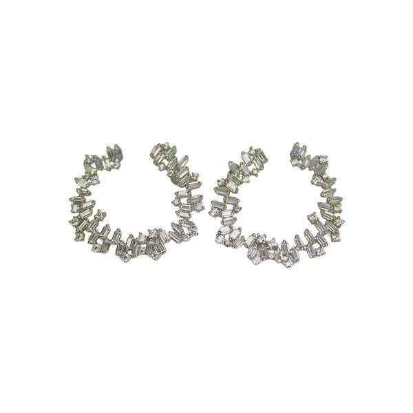 sparkling Baguette & Round-Cut Crystal Spiral Hoop Earrings