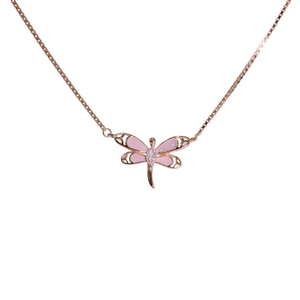 Pink Dragonfly Pendant Necklace