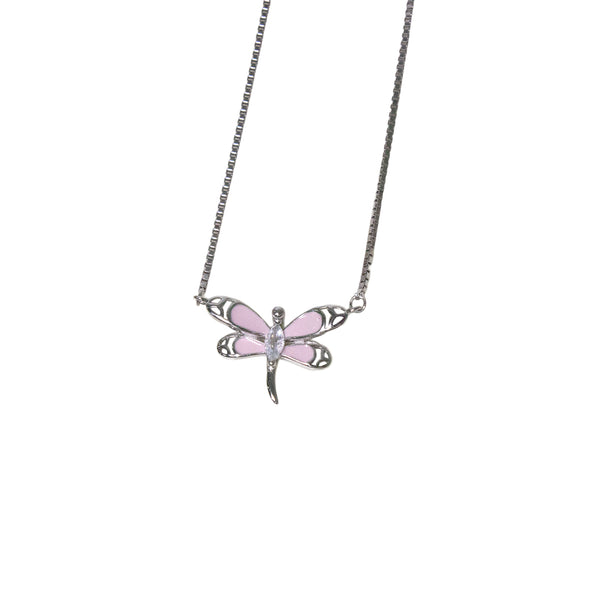 Pink Dragonfly Pendant Necklace