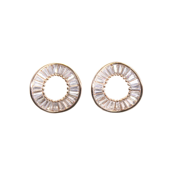 Modern Geometric Baguette Crystal Stud Earrings