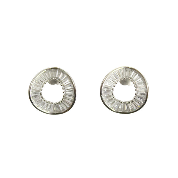 Modern Geometric Baguette Crystal Stud Earrings
