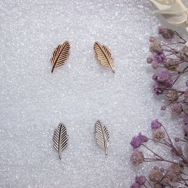 Delicate Feather Stud Earrings