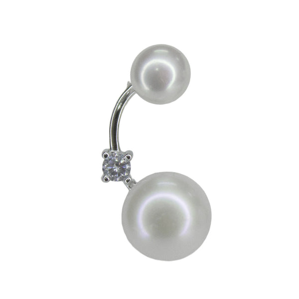 Double Pearl Zircon Stud Earrings
