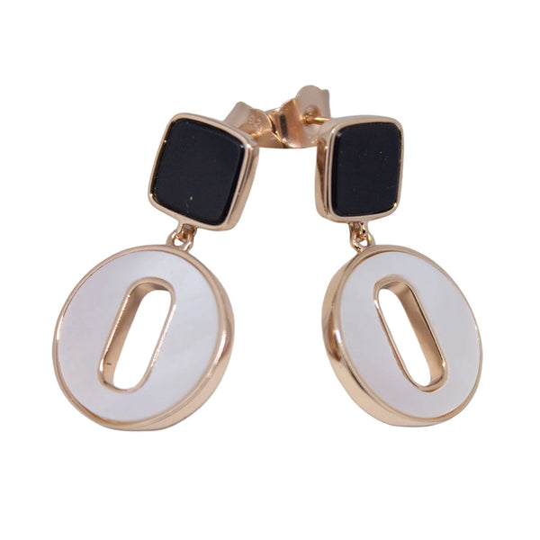 Bold Geometric Statement Earrings – Black & White Elegance