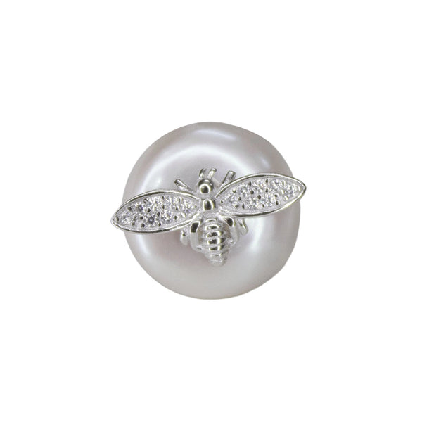 Elegant Pearl & Crystal Bee Stud Earrings