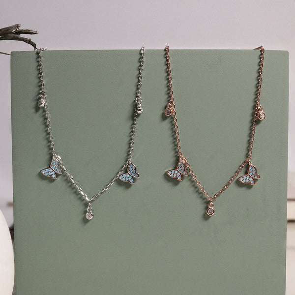 Enamel Butterfly Charm Necklace