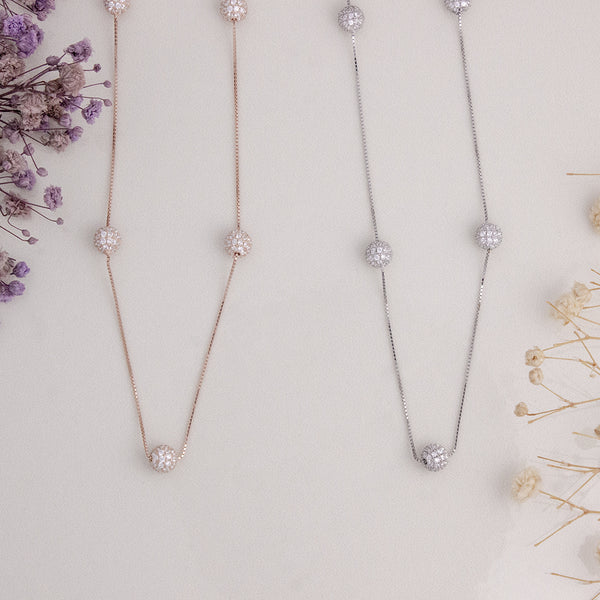 Elegant Pave Ball Station Necklace