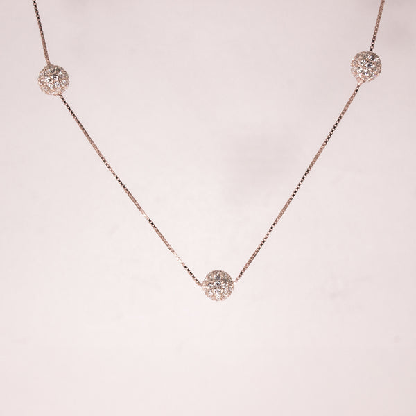 Elegant Pave Ball Station Necklace