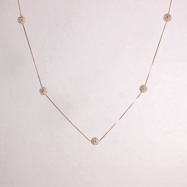 Elegant Pave Ball Station Necklace
