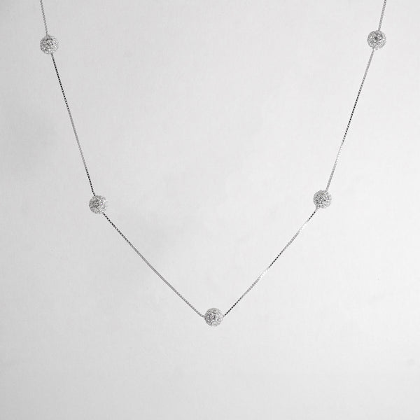 Elegant Pave Ball Station Necklace