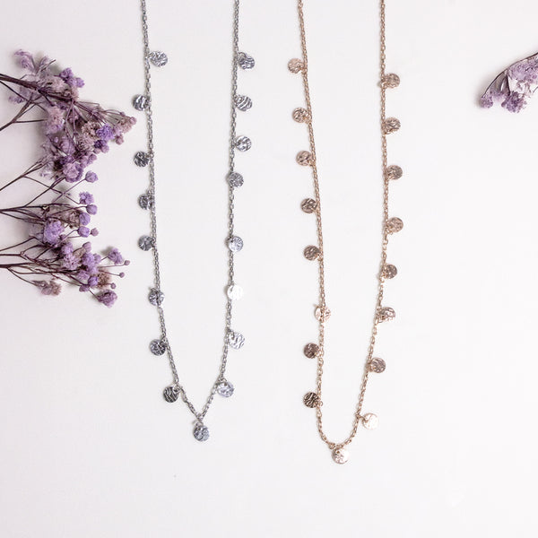 Textured Disc Charm Necklace