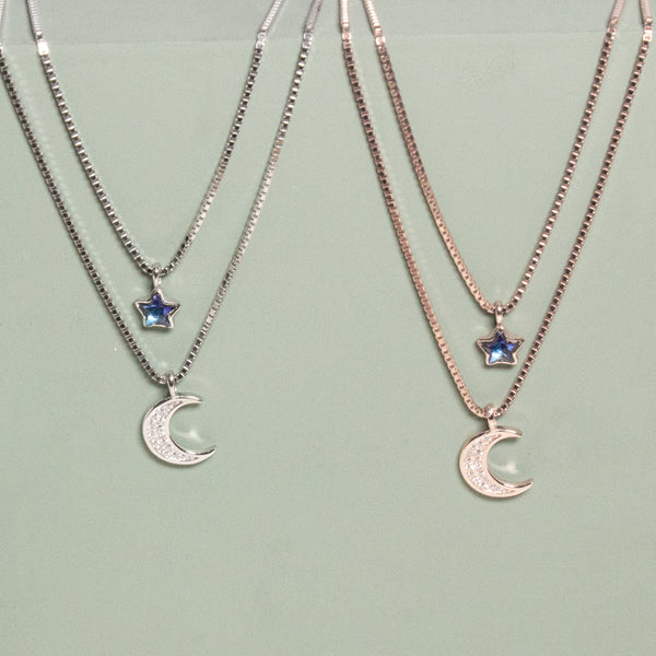 Celestial Moon & Star Layered Necklace