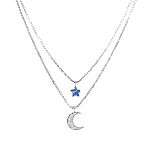 Celestial Moon & Star Layered Necklace