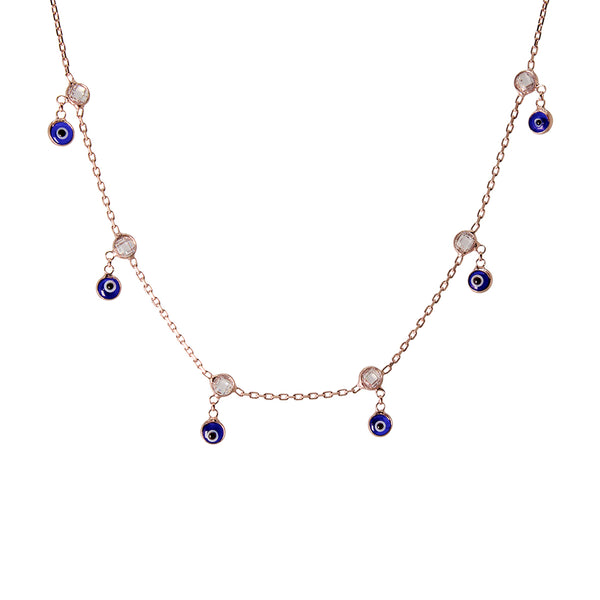 Evil Eye Enamel Ball Chain Necklace
