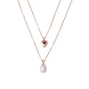 Heart &amp; Pearl Layered Elegance Necklace