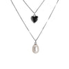 Double Layer Heart & Pearl Pendant Necklace