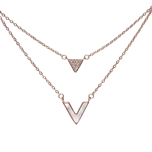 Layered V Pendant Necklace – Dual Chain Design
