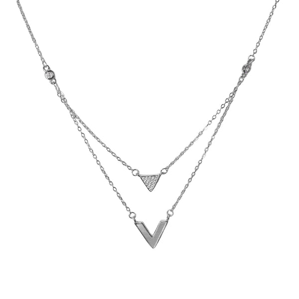 Layered V Pendant Necklace – Dual Chain Design