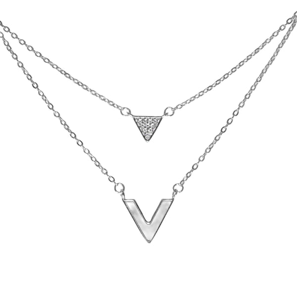 Layered V Pendant Necklace – Dual Chain Design