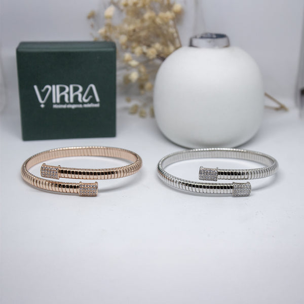 Timeless Elegance – Flexible Cuff Bracelet with Pavé Detailing