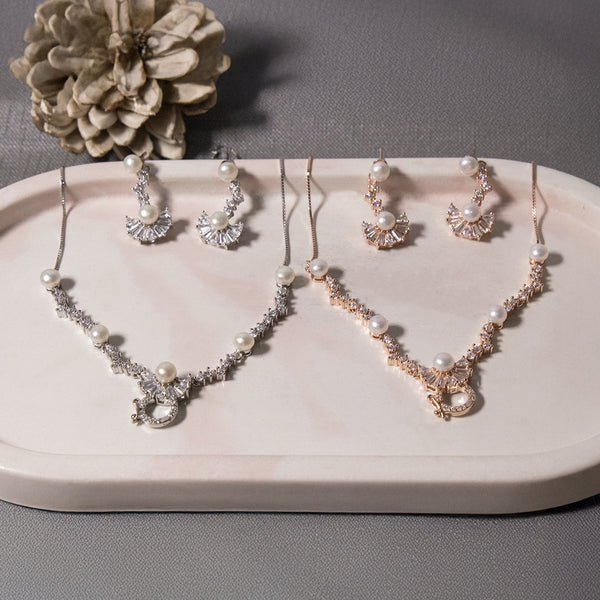 Elegant Pearl Baguette Jewelry Set