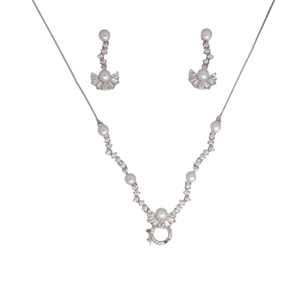 Elegant Pearl Baguette Jewelry Set