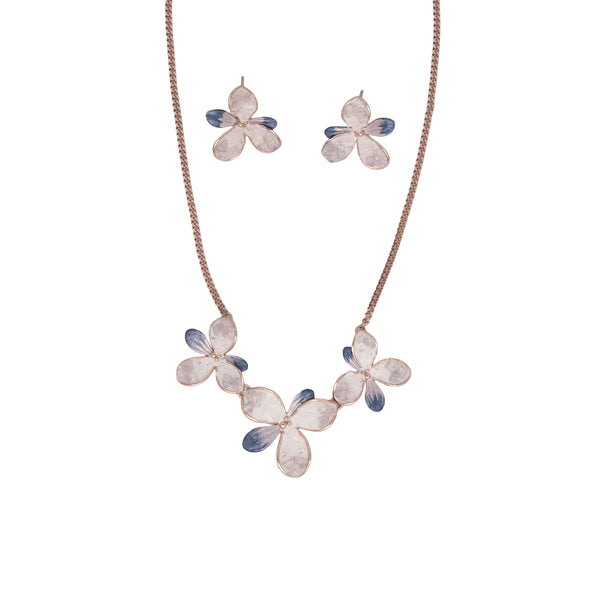 Crystal Bloom Enamel Floral Necklace Set