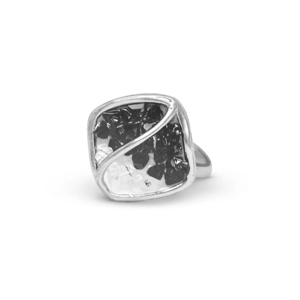 Geometric Gemstone Ring - Black