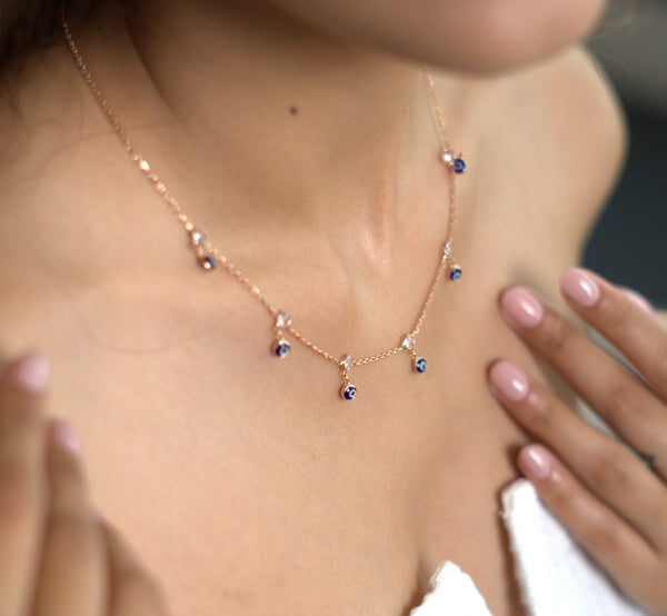 Evil Eye Enamel Ball Chain Necklace