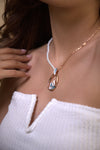 Enamel Leaf Pearl Pendant Necklace Set