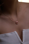 Emerald Halo Disc Pendant Necklace