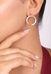 Dual Tone Circle Drop Earrings