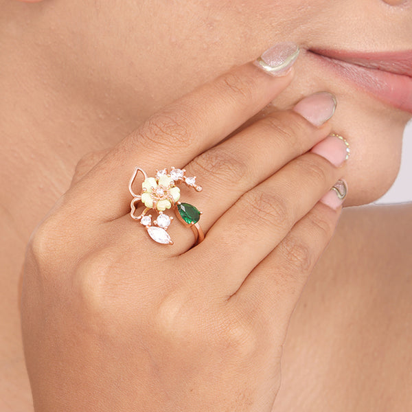 Floral Vine Statement Adjustable Ring