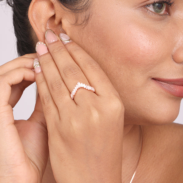 Baguette Curve Statement Ring