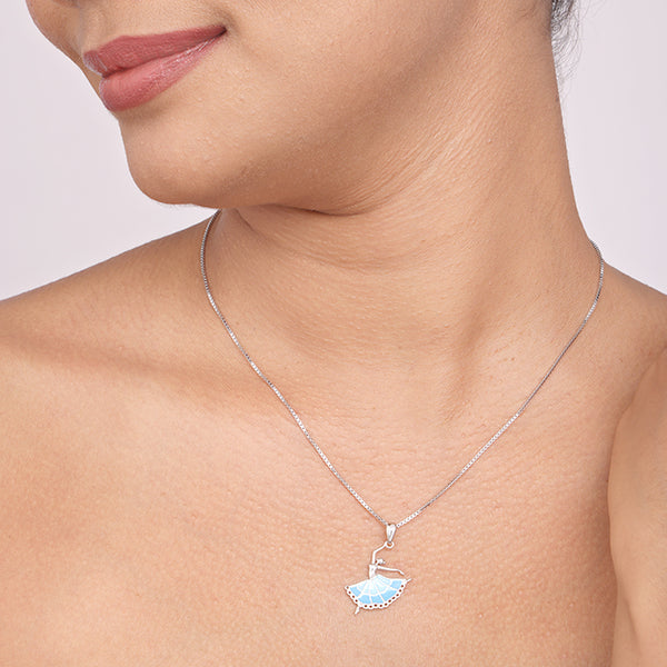 Pirouette Blue Enamel Necklace