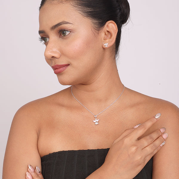 Angel Pendant Necklace &amp; Stud Earrings Set