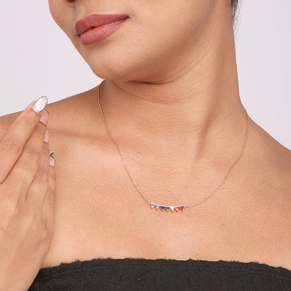 Rainbow Triangle Bar Necklace