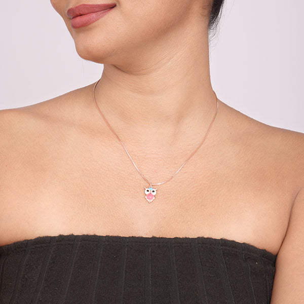 Enamel Owl Charm Necklace
