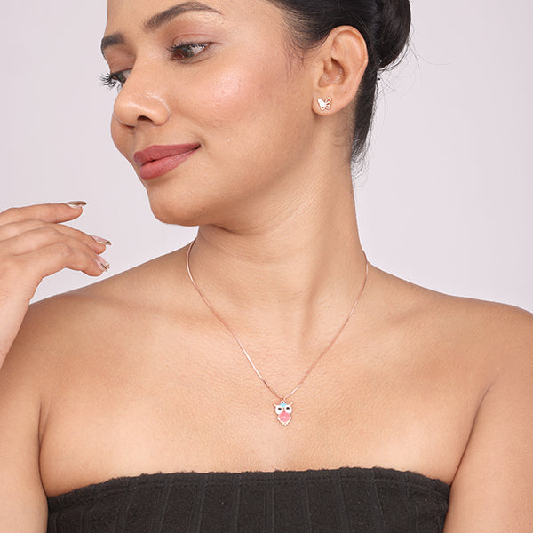 Enamel Owl Charm Necklace