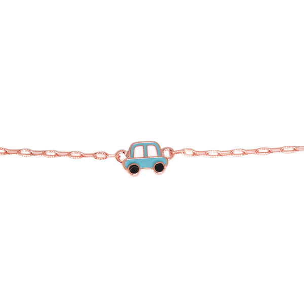 Adorable Blue Car Charm Bracelet – Rose Gold Chain 🚗✨