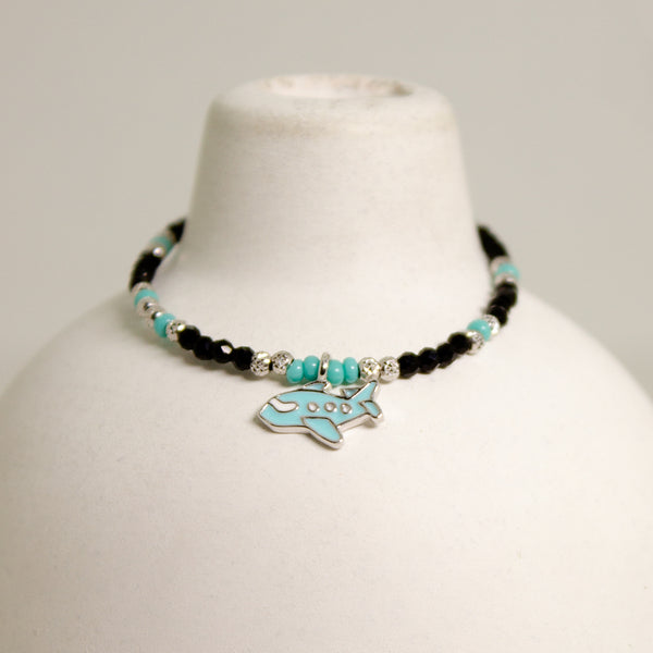 Blue Airplane Beaded Bracelet – Adventure-Inspired Jewelry ✈️🌍