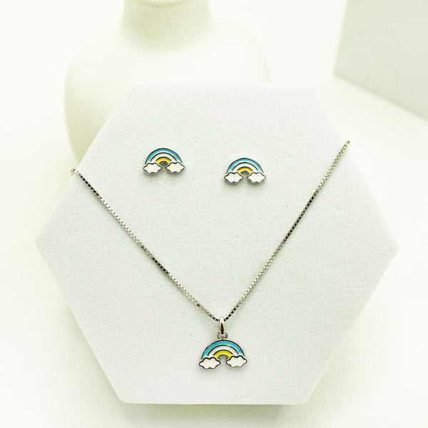 Whimsical Rainbow Jewelry Set – Necklace & Earrings 🌈✨