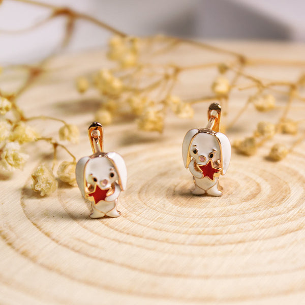 Adorable Bunny & Star Enamel Earrings – Whimsical & Playful 🐰⭐