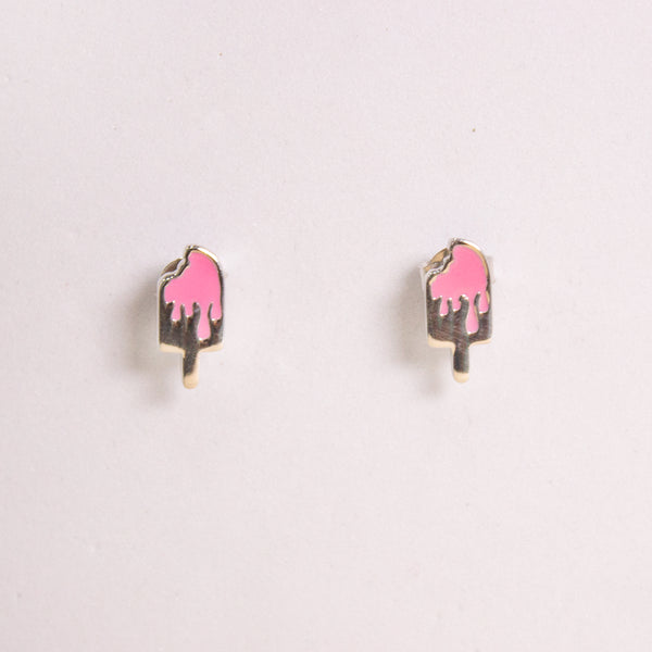 🍦 Pink Popsicle Drip Stud Earrings – Playful & Fun 🎀