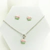 Kids Cake Pendant & Stud Earrings Set